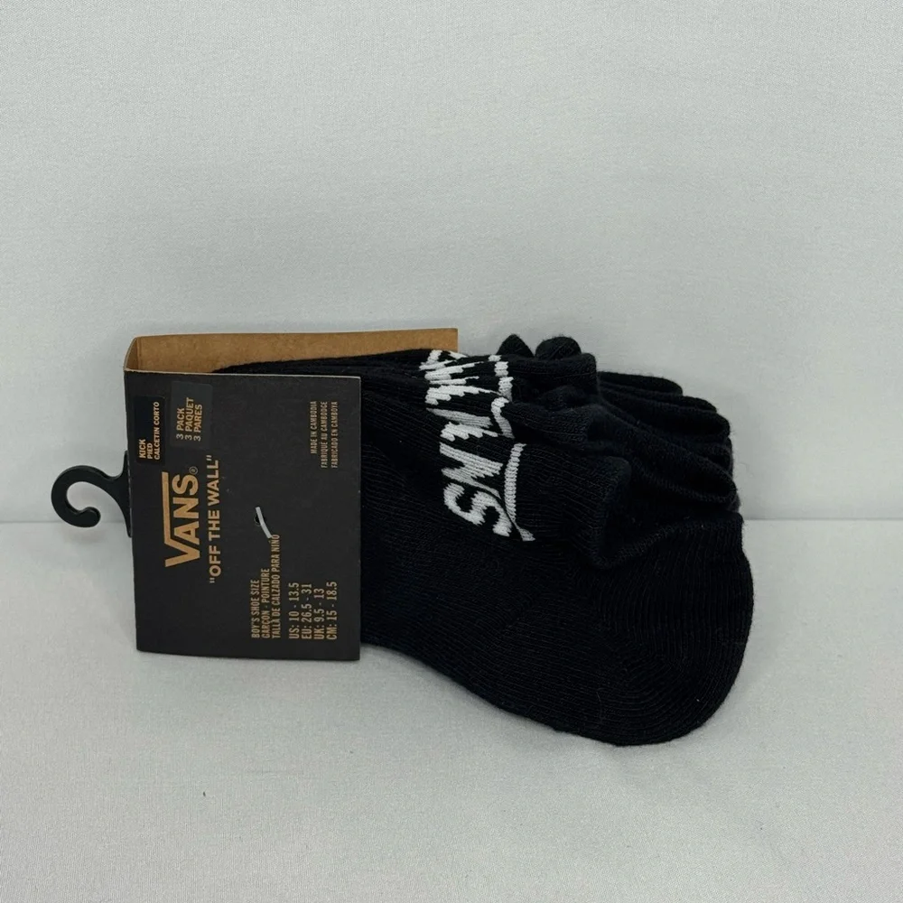 Vans Black kick Ankle Socks - boys size 10-13.5